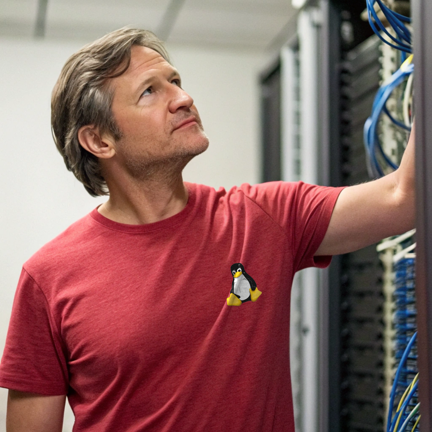 Linux Tux: Official Programmer's Mascot Tee - Debugging Style