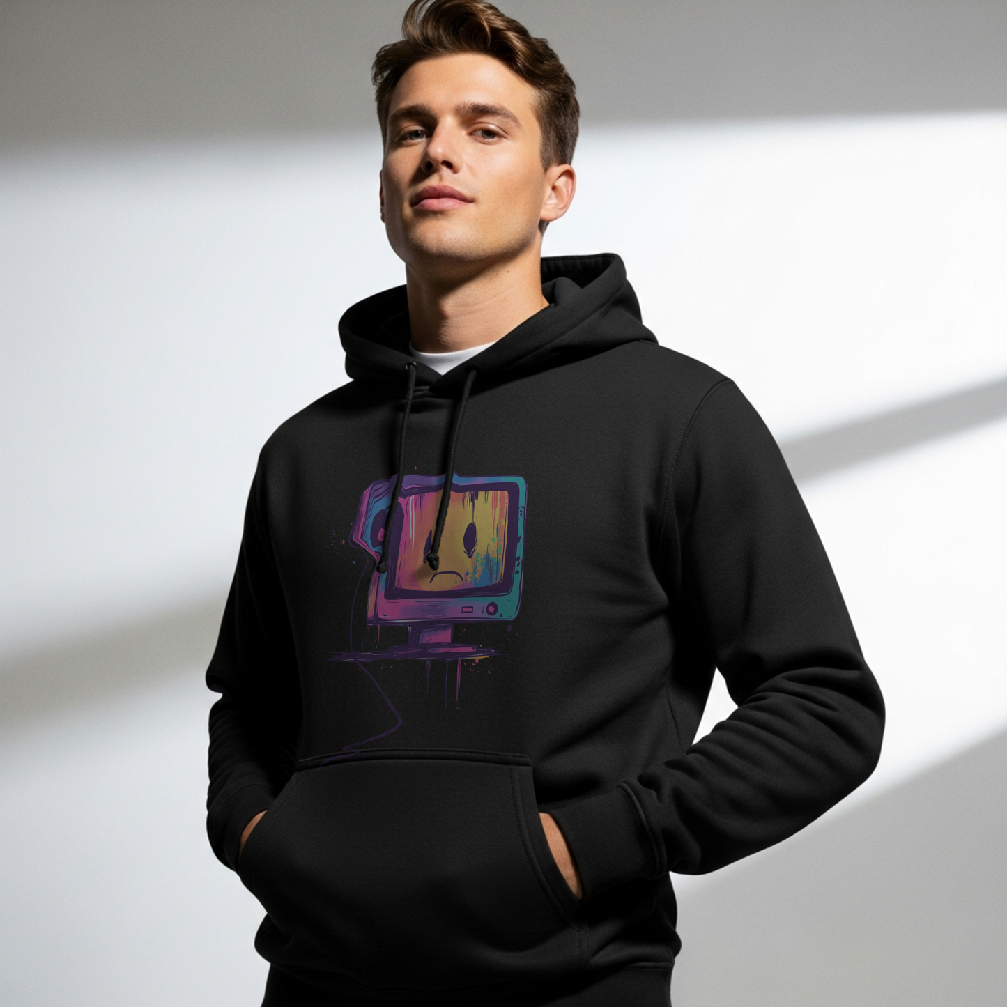 Sad PC Colorful Hoodie Sweatshirt, Unisex Jumper, Graphic Pullover, Computer Geek Gift, Tech Lover Present